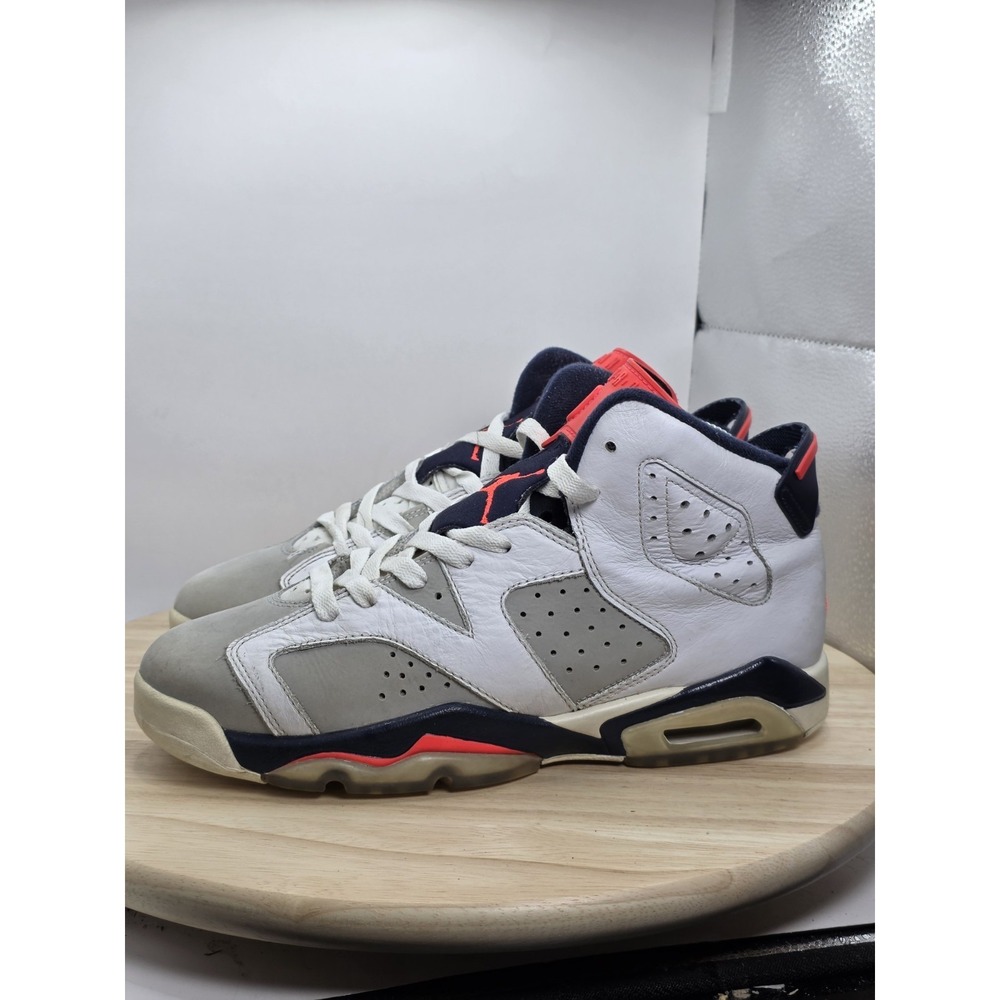 Mens Size 7Y GS - Jordan Air Jordan 6 Retro‎ White Navy Red Athletic Sneakers